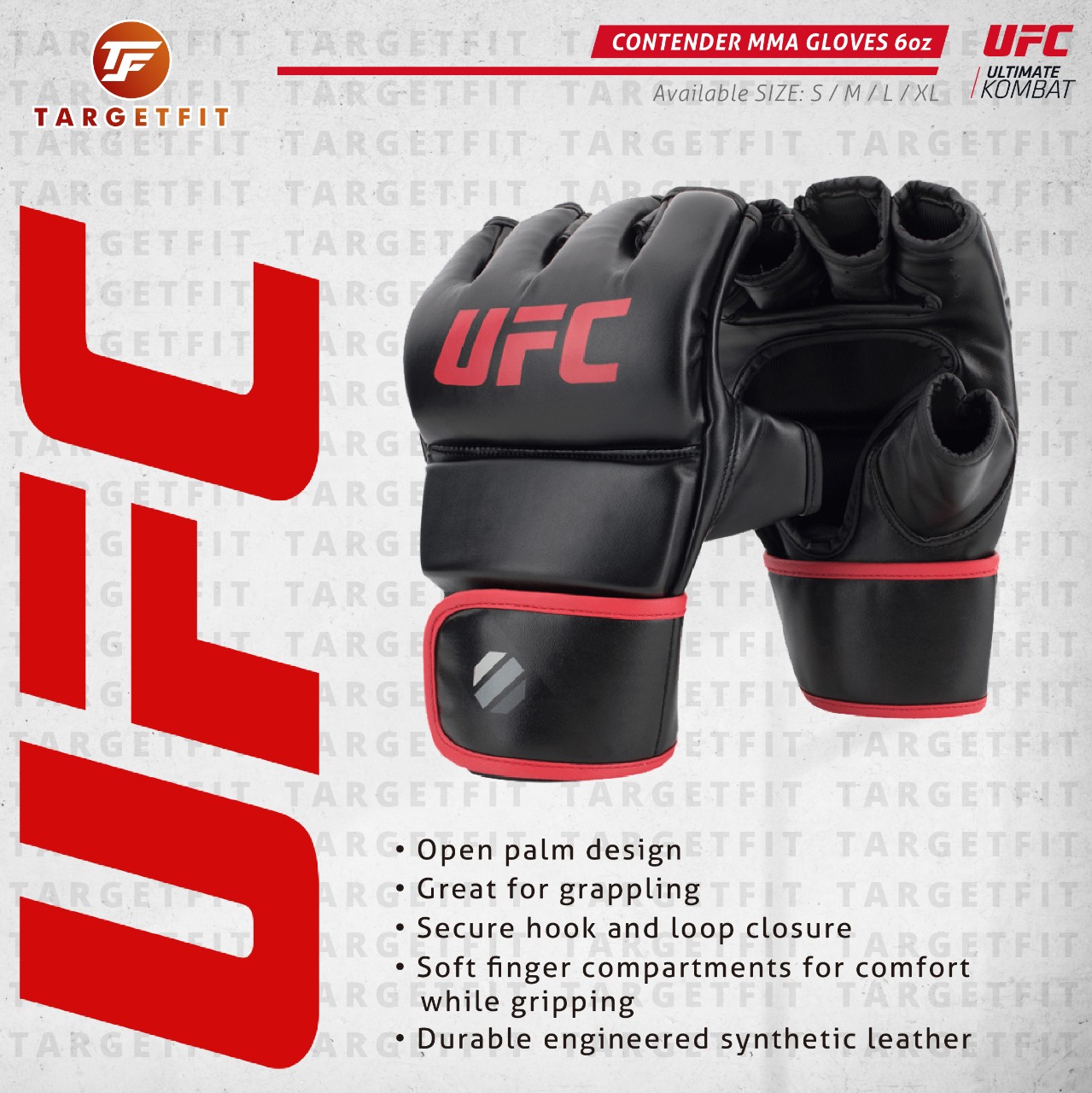 UFC Contender MMA Bag Glove 6oz Black L/XL
